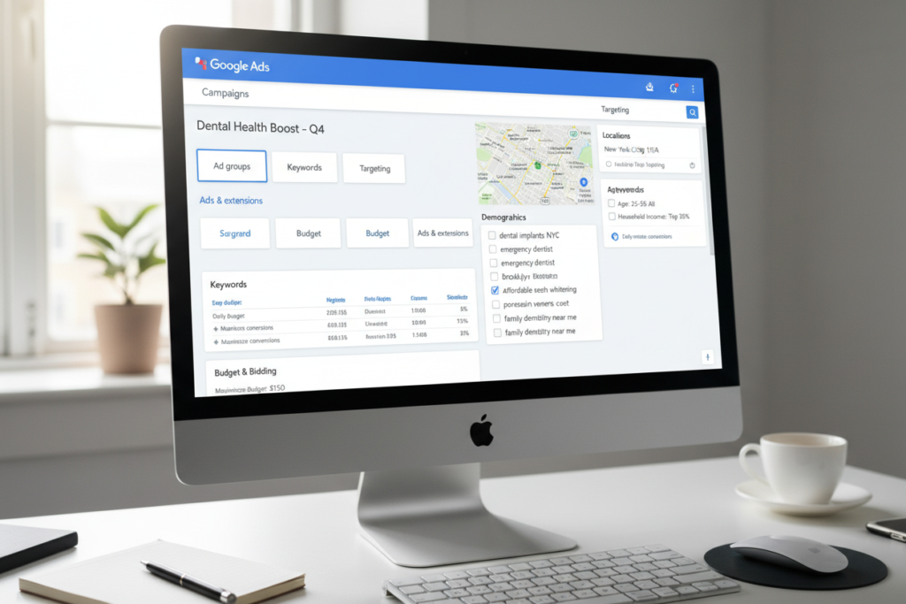 Google Ads campaign setup dental clinic