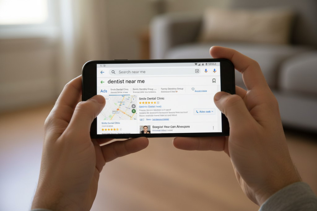 Dentist near me Google Ads search