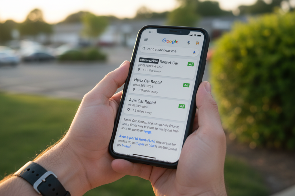 Car rental Google search ads