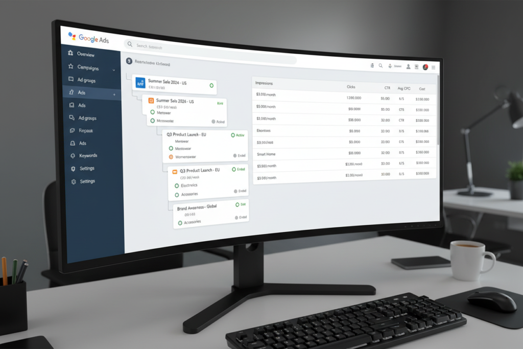 Google Ads campaign setup structure