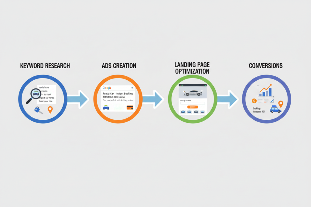 Google Ads process for car rental