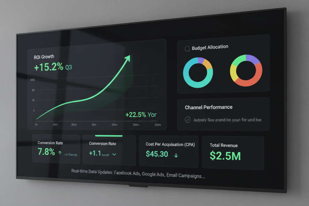 Google Ads management dashboard showing performance growth