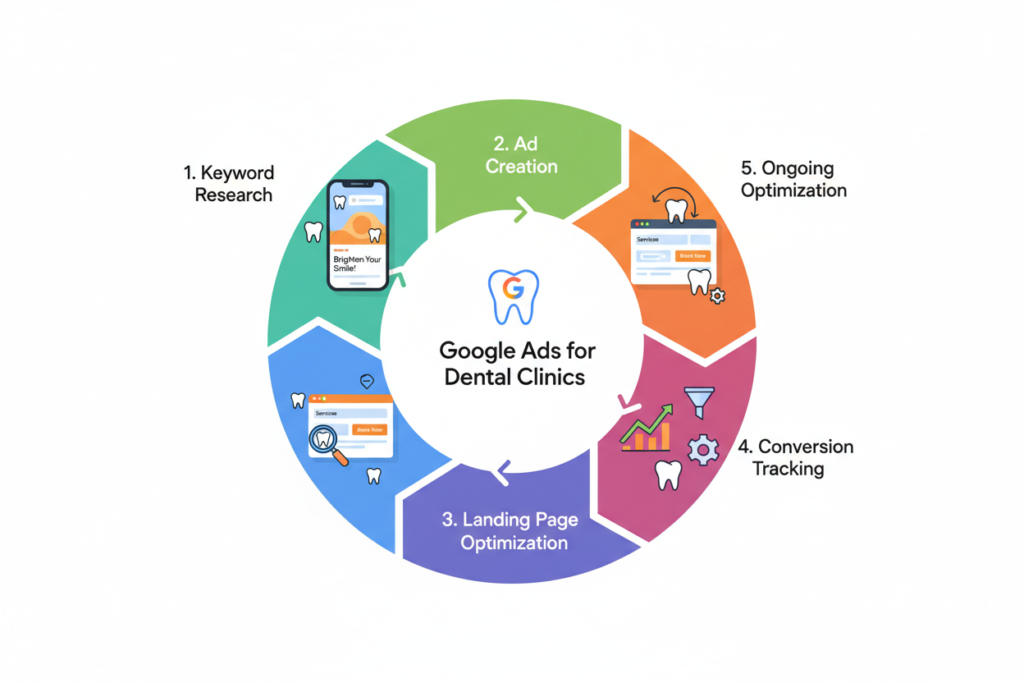 Google Ads workflow for dental clinics