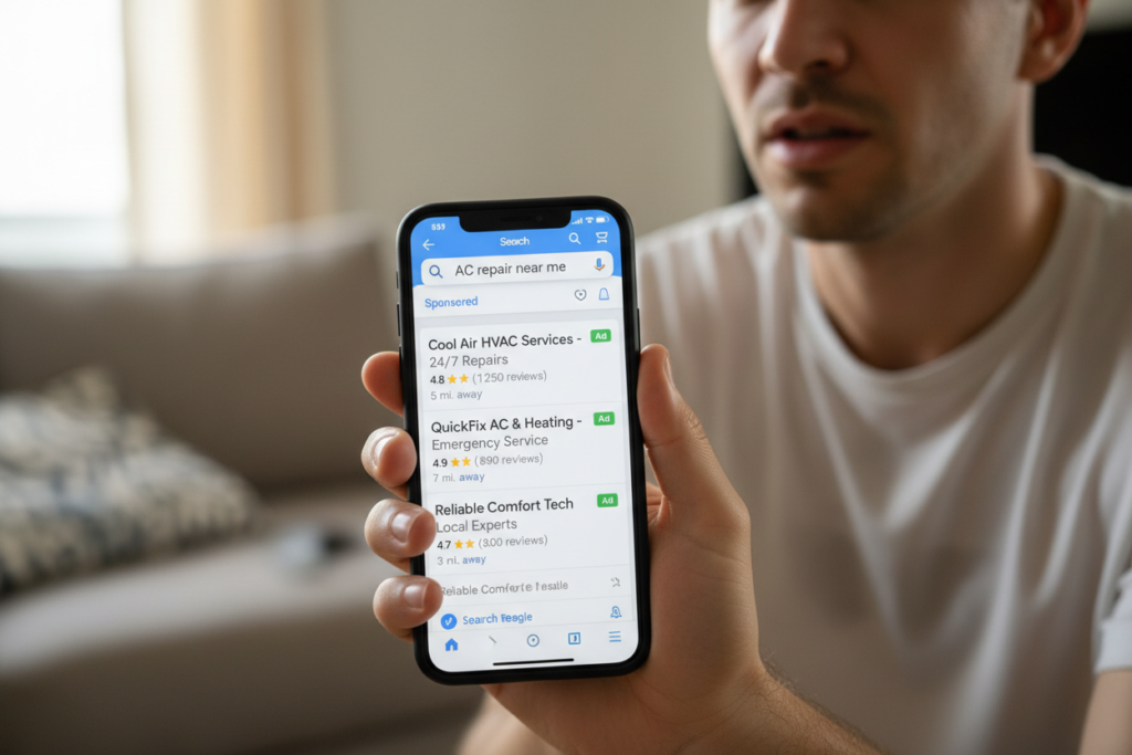 HVAC customer search Google