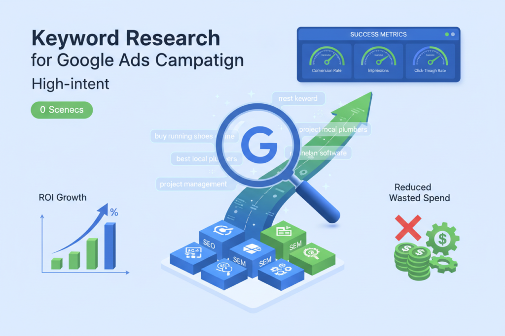 Marketer analyzing keyword trends for Google Ads