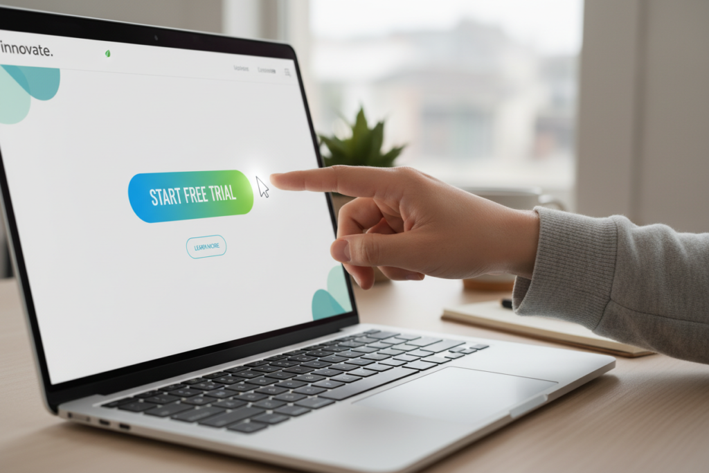 user interacting with landing page call to action