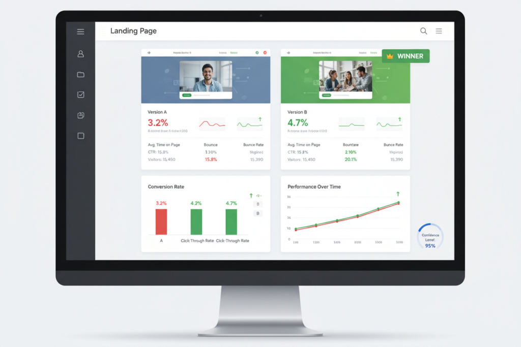 landing page A/B testing dashboard