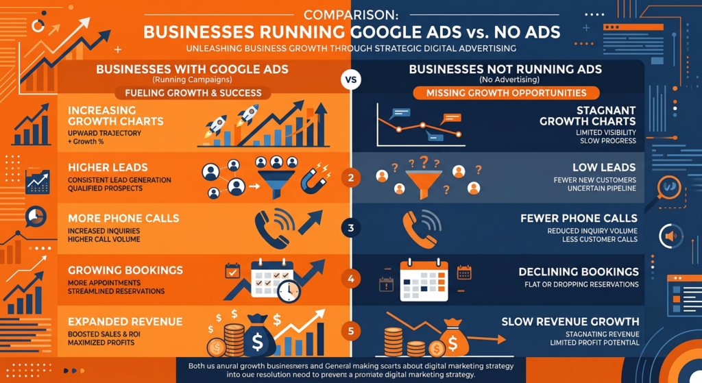 Service business results with and without Google Ads management